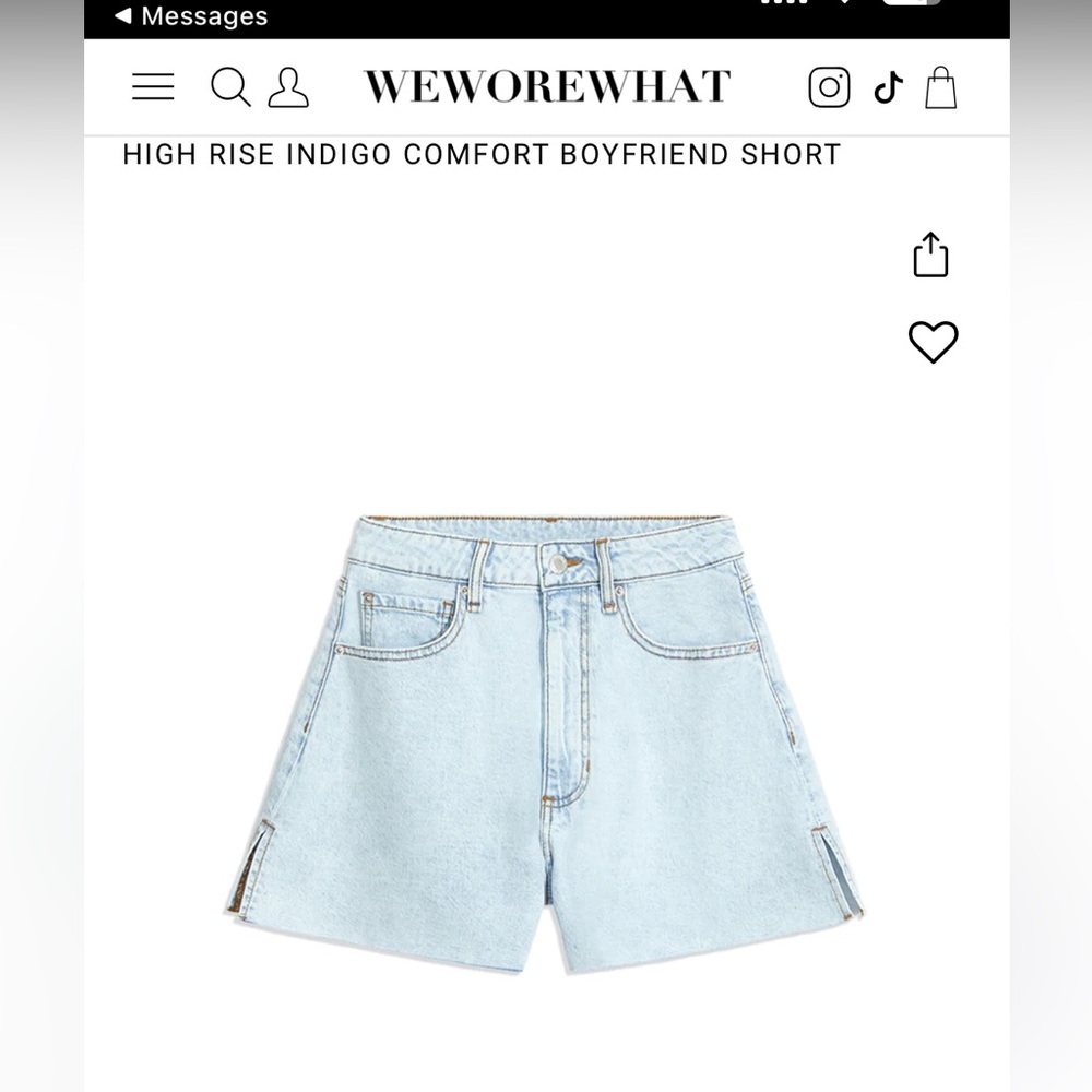 WEWOREWHAT - High Rise Indigo Comfort Boyfriend Short